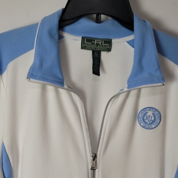Lauren Active Womens White & Blue Track Jacket XL Cotton Polyester Blend - Picture 4 of 13